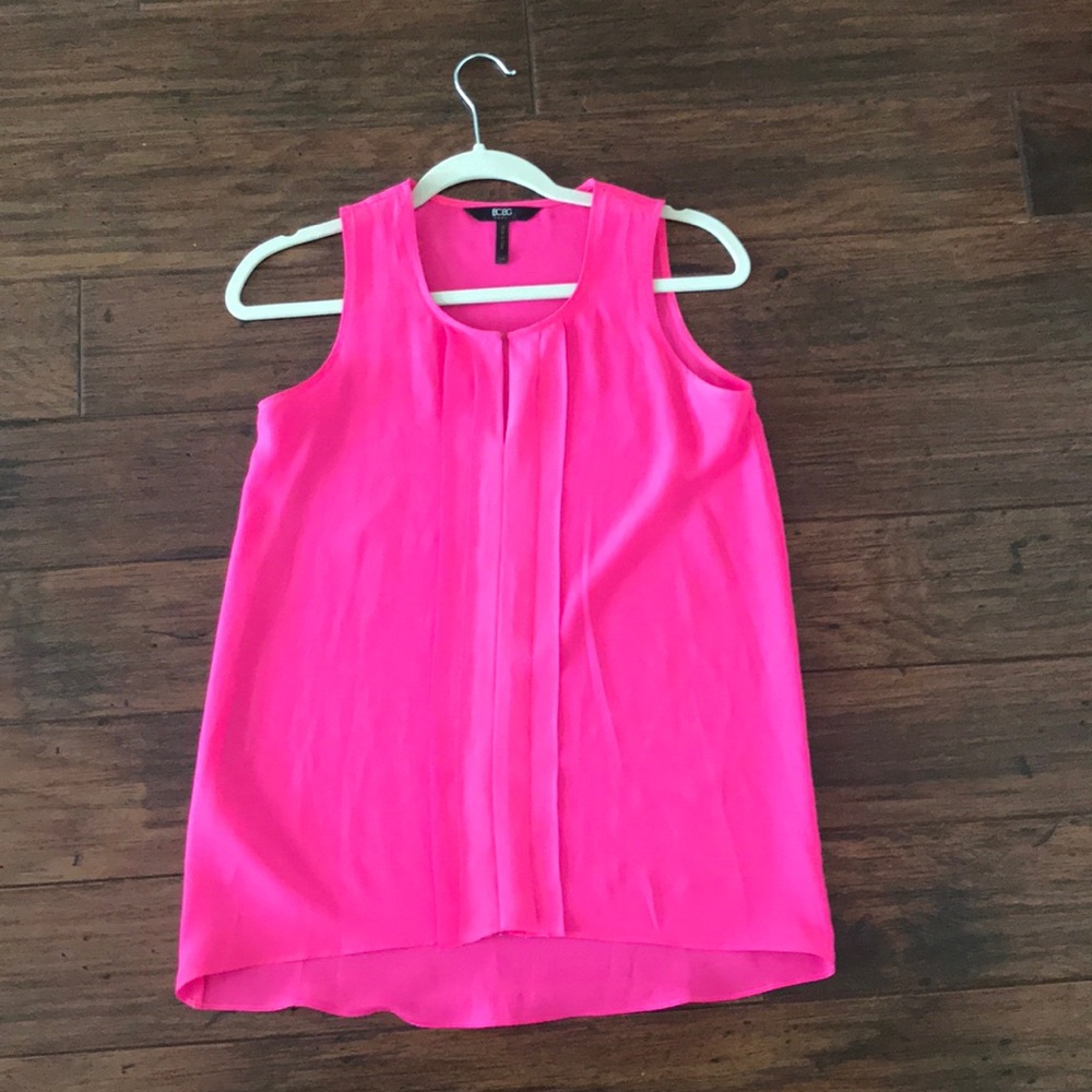 Hot pink silk-like sleeveless blouse